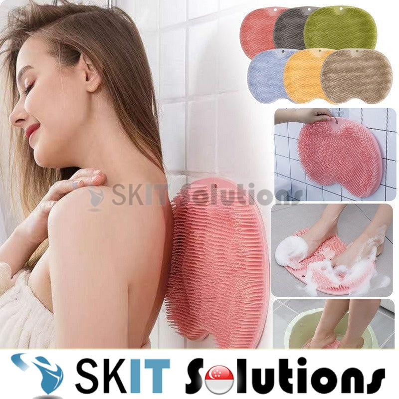 Bath Foot Massage Pad w/ Suction Cup Lazy Silicone Shower Back Rub Scrub Brush Anti-Slip Bath Mat Bathroom Accessories