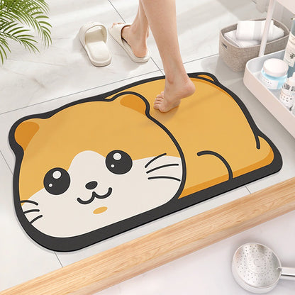 Cute Cartoon Super Absorbent Diatomite Floor Mat Bathroom Non-Slip Diatom Mud Floormat Soft Bath Room Mat Bedroom Toilet