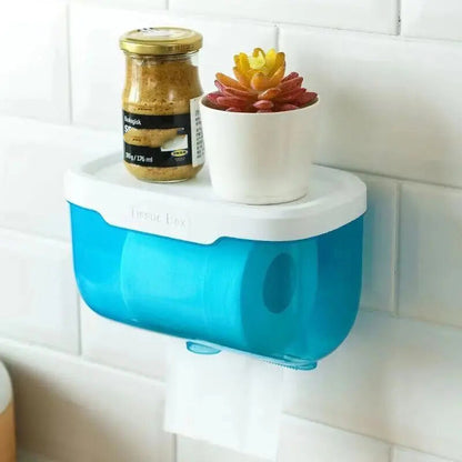 Wall Mounted Tissue Holder Punch Free Waterproof Toilet Roll Box Paper Storage Bathroom Accessories