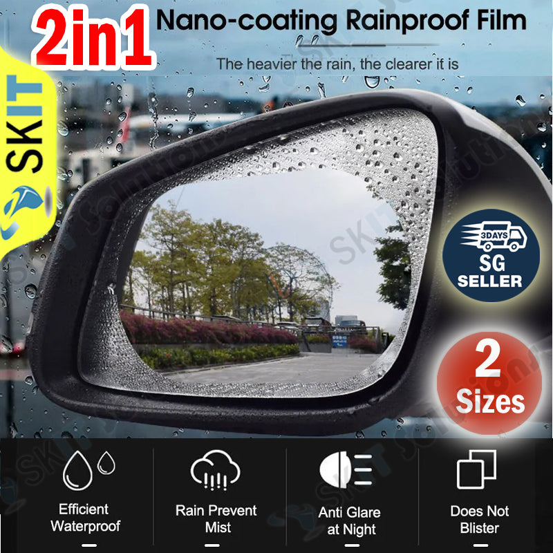 2PCS Anti-Rain Car Side Rearview Mirror Window Rainproof Film Anti-Fog Waterproof Protective Sticker