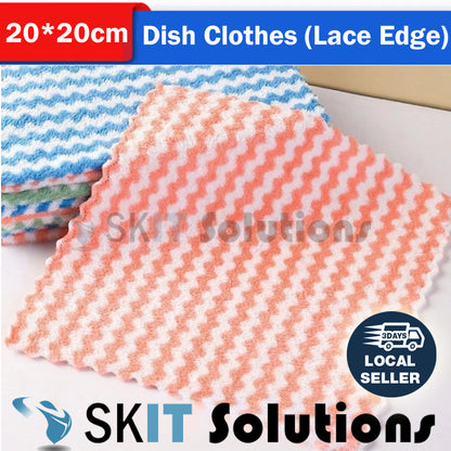 Coral Fleece Dish Cloth Bamboo Fiber Anti Oil Lint Free Quick Dry Kitchen Cleaning Towel Essential