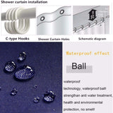 200x200cm / 120x180cm Bathroom Shower Curtain Thicken PEVA EVA Polyester Fabric Waterproof Anti Mould Dry Wet Separation