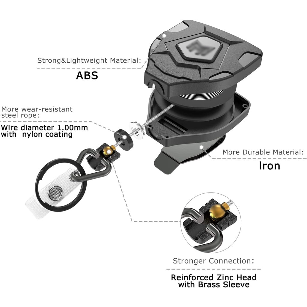 Heavy Duty Retractable Badge Reel Keychain Id Holder Card Clip Student ID Worker Tag Cover Case