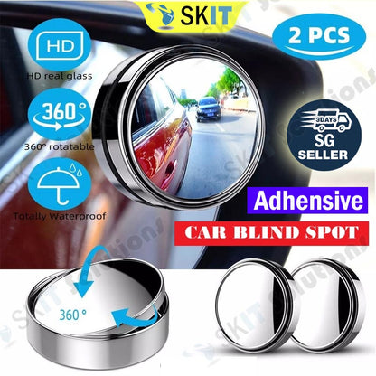 2Pcs Adhesive Blind Spot Mirror Safety Driving Wide Angle Rear View Convex Mirror For Car SUV Truck