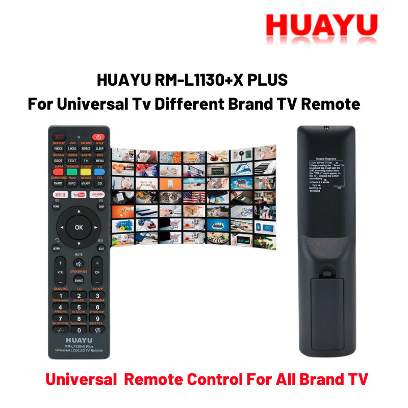Huayu RM-L1130+X Plus Universal Majority Brands LED LCD TV Remote Control For Samsung Sony Sharp Philips LG Hitachi JVC Panasonic Toshiba Hisense Skyworth Sanyo Thomson TCL OKI Haier Konka Daewoo