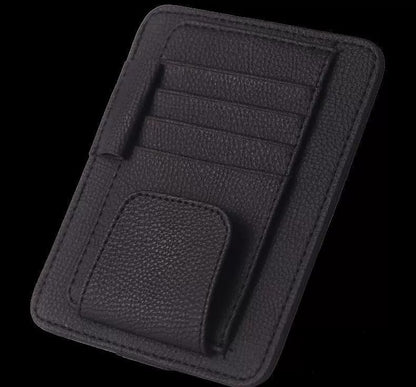 Car Sun Visor Organizer PU Leather Card Glasses Pen Holder Auto Sunvisor Interior Storage Pocket