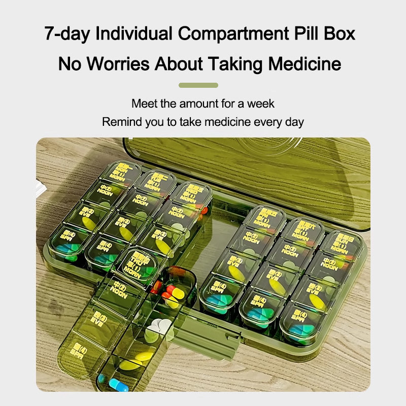 7/21/28 Grids Weekly Pill Organizer Portable Travel Box Medicine Case Large Capacity Daily Reminder
