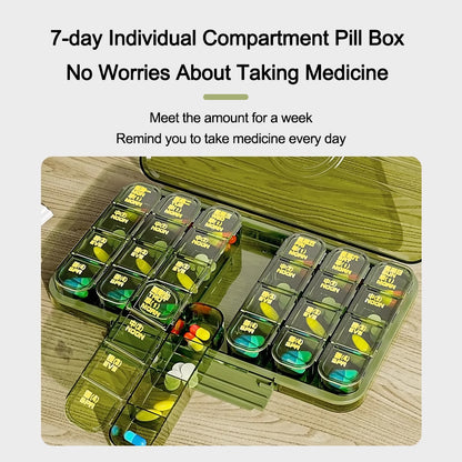 7/21/28 Grids Weekly Pill Organizer Portable Travel Box Medicine Case Large Capacity Daily Reminder