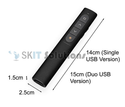 Duo USB Rechargeable Wireless Red Laser Pointer Presentation Page Turning Remote Control PPT PowerPoint Project Clicker