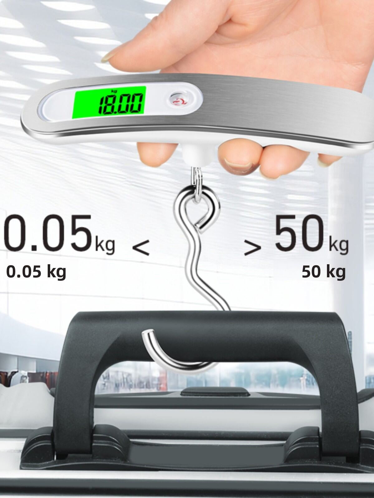 Portable Digital Luggage Scale 50kg 110lb with Belt or Hook Handheld Hanging Travel Bag Weight Scale