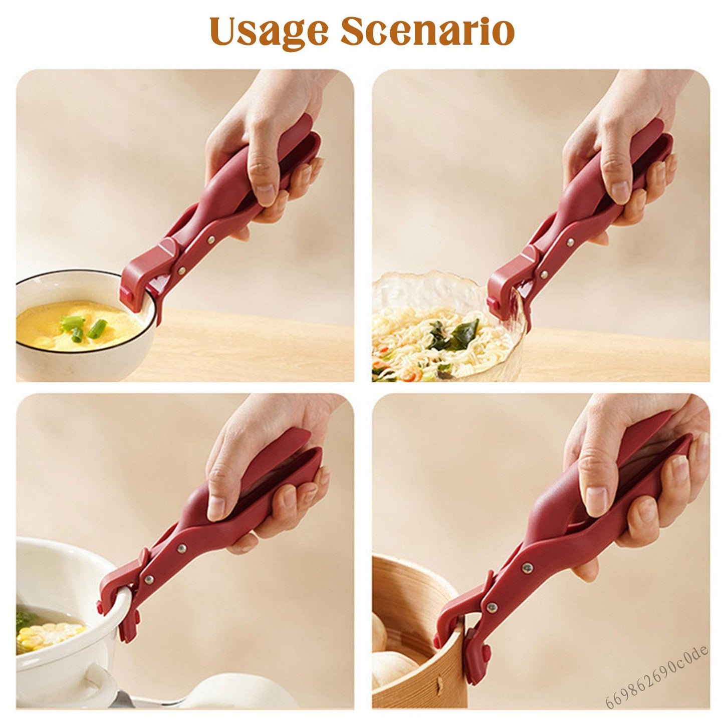 Anti-Scalding Clip Non-Slip Hot Plate Gripper Kitchen Bowl Clamp Heat Resistant Durable Silicone Tong