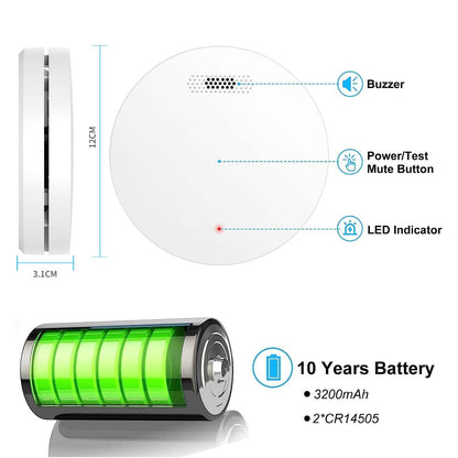 SCDF Listed Smoke Detector Wireless 10 Year Battery Home Smart Life Tuya WiFi Mobile App Fire Alarm
