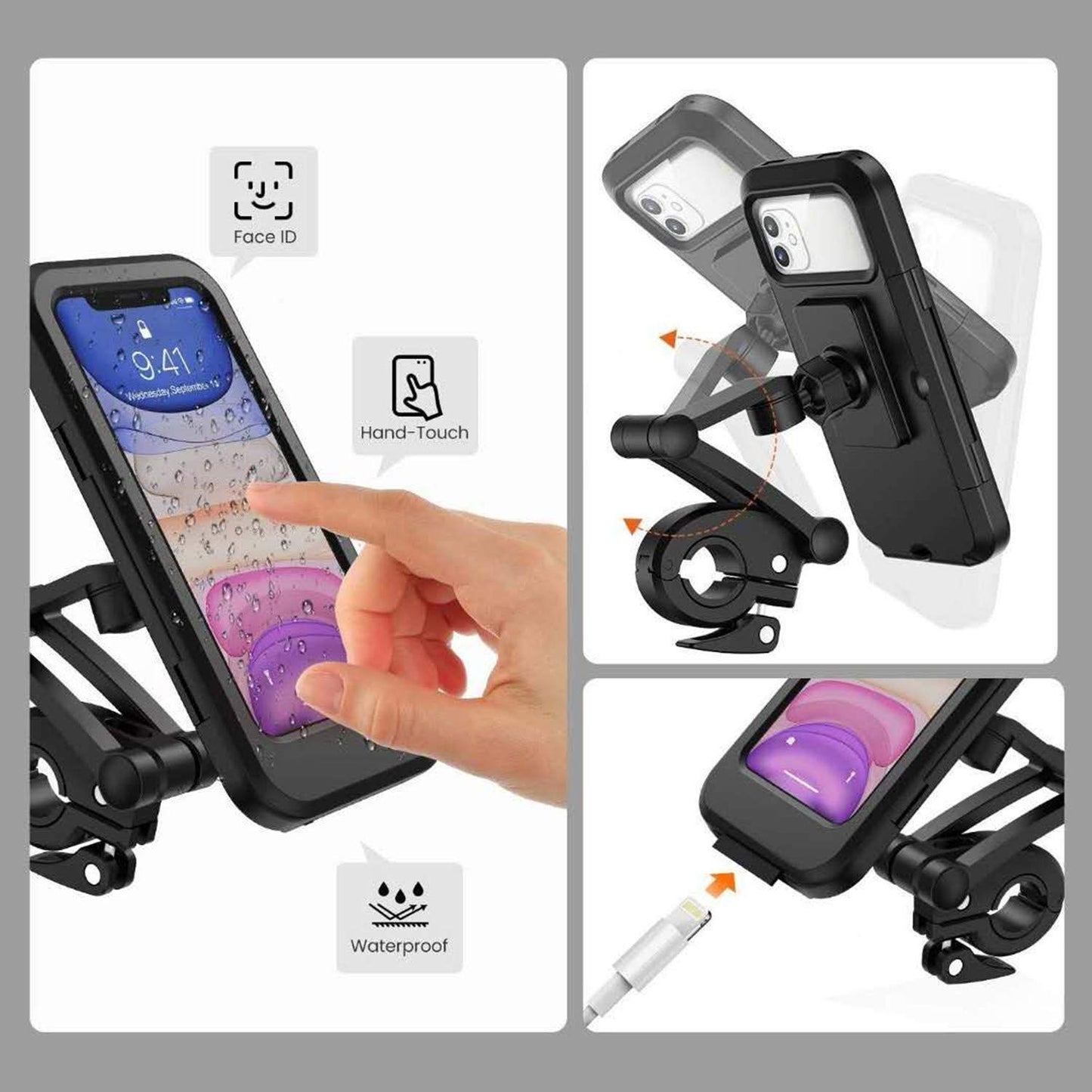 Waterproof Bicycle Motorbike Handlebar Mobile Phone Holder Case Cover Motorcycle Bike Smartphone Stand Mount Bracket