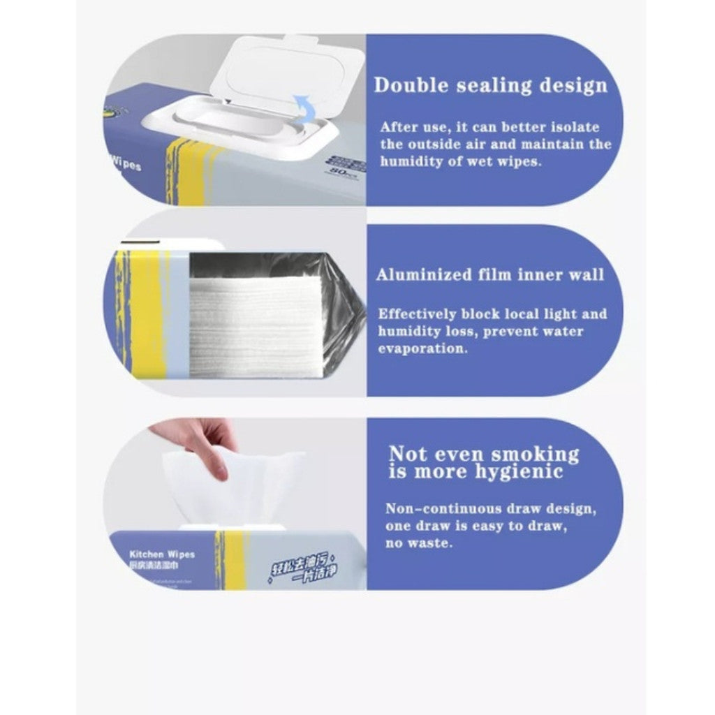 80s Kitchen Wipes Heavy Grease Oil Removal Large Thick Sheet Antibacterial Home Stove Sink Essential