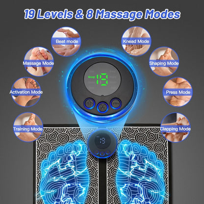Portable EMS Foot Massager Mat Electric Muscle Stimulator Blood Circulation Acupuncture Pain Relief