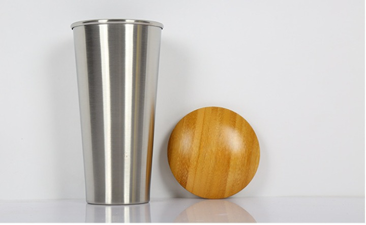 400ml/500ml Stainless Steel Double Wall Cup+Wooden Bamboo Lid BPA Free Vacuum Insulated Tumblers Mug