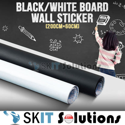 PVC Whiteboard Blackboard Wall Sticker Black White Writing Board Drawing Memo Chalk Sheet Stick School Classroom Kids