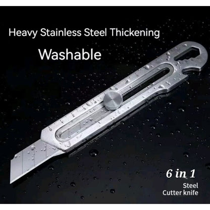 6in1 Stainless Steel Utility Knife Cutter Penknife Blade Ruler Wrench Screwdriver Pen Knives Tool