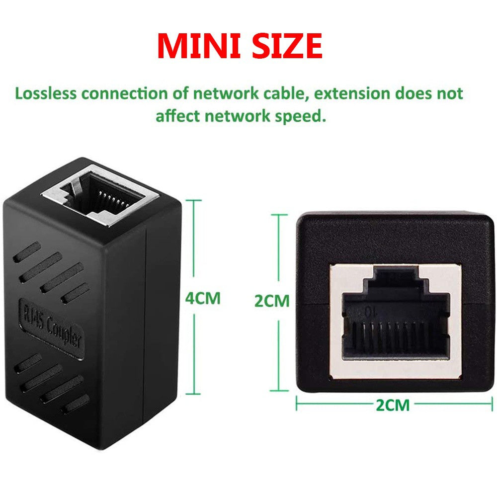 RJ45 Coupler Plug Jack Ethernet Extender Joint Connector in-Line Female to Female LAN Cable Adapter for Cat7 Cat6 Cat5