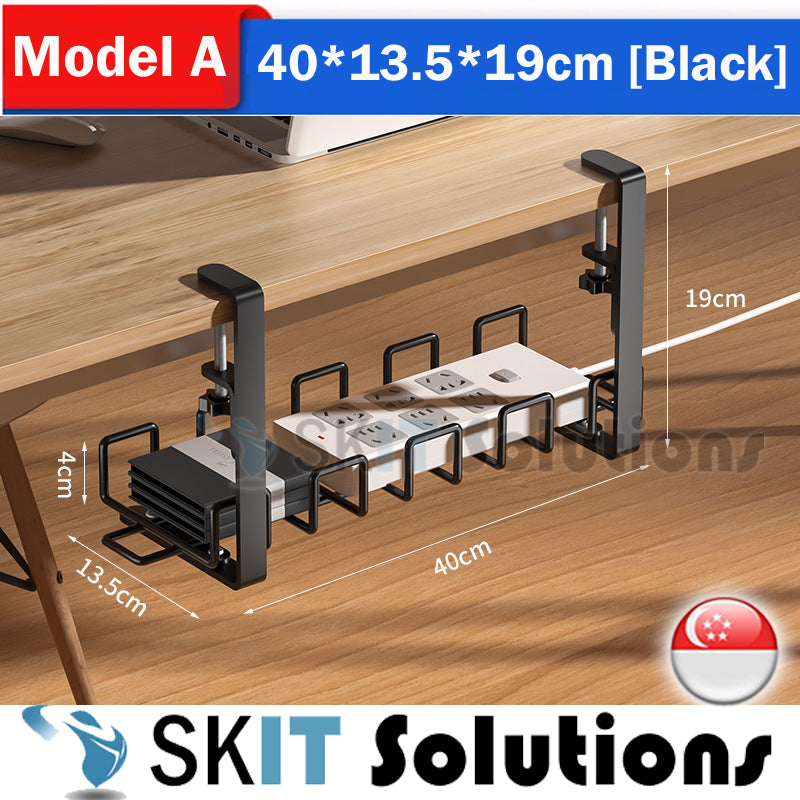 Under Desk Cable Organizer No Drill Clamp Wire Management Tray Extension Cord Charger Storage Rack