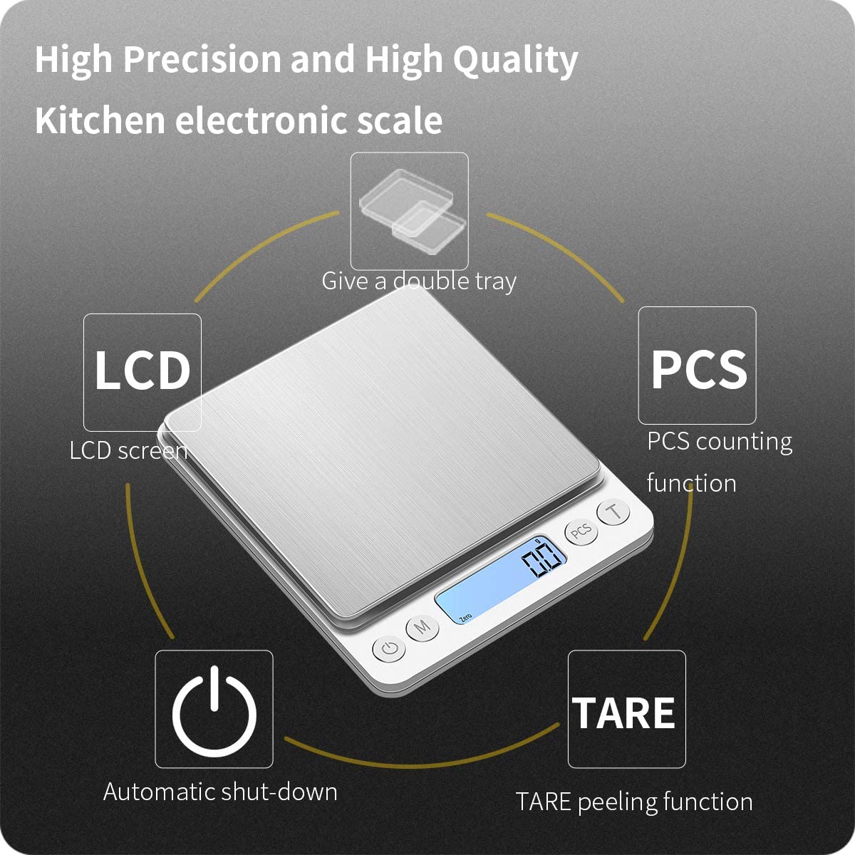 Digital Kitchen Cooking Multifunction Food Weighing Scale 500x0.01g/3000x0.1g Bake Jewelry Weight