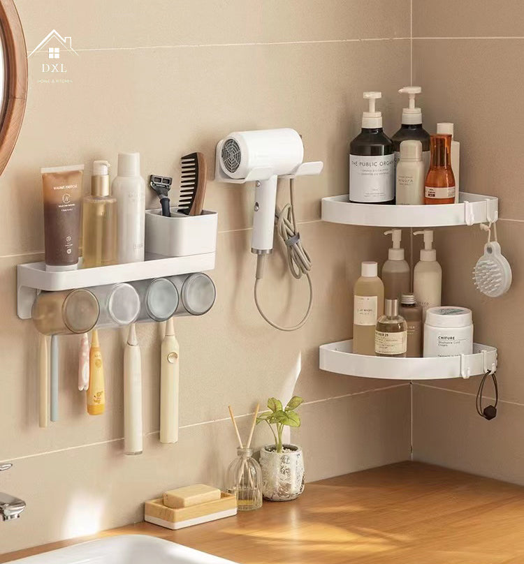 Wall-mounted Hair Dryer Rack Holder without Drilling Toilet Adhesive Traceless Bracket Bathroom HairDryer Storage Shelf