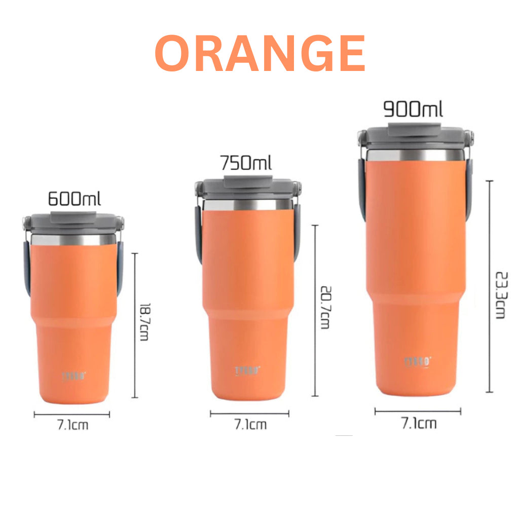 600ml 900ml TYESO Thermal Tumbler Stainless Steel Vacuum Insulated Bottle Handle Straw Keep Hot Cold