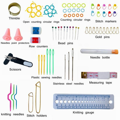 127pcs Crochet Hook Set Yarn Knitting Needles Sewing Tools DIY Craft Weave Needle Kit Accessories
