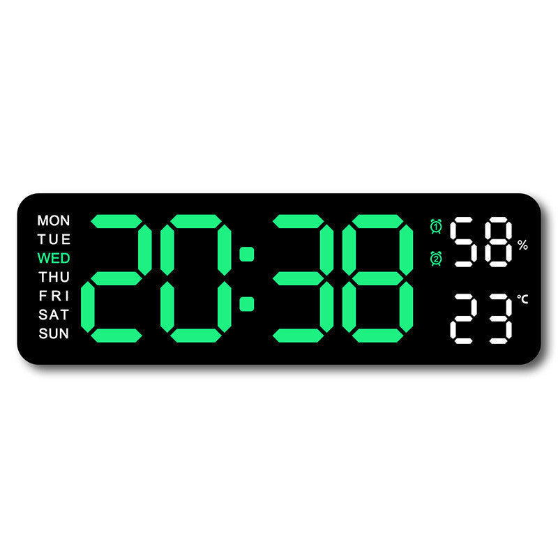 Smart LED Digital Wall Desk Clock Large Display Alarm Temperature Humidity 12 24H Auto Dimmer Timer