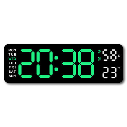 Smart LED Digital Wall Desk Clock Large Display Alarm Temperature Humidity 12 24H Auto Dimmer Timer