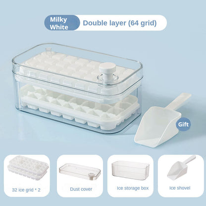 Ice Making Box Ice Cube Maker Tray Ice-Making Mould Storage Box Tool Gadget One Click Demolding Stackable Ice Grid Mold