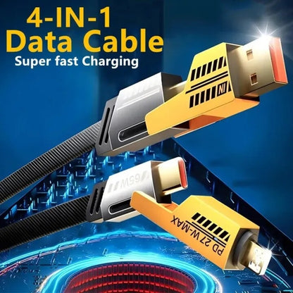 1M/1.5M/2M 4 In 1 65W 27W Super Fast Charging Mobile Phone Data Cable Type-C/USB To C/IOS Charger