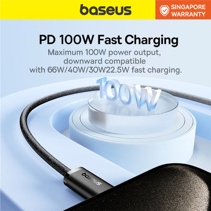 Baseus Dynamic 3 PD 100W Type-C to Type-C 1M 2M Fast Charging Data Sync Cable Charger Mobile Phone