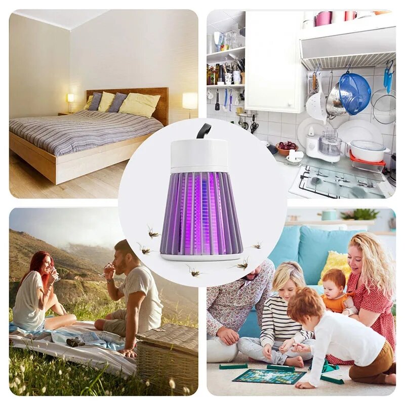 UV Mosquito Killer Lamp Electric Shock USB Rechargeable Insect Trap Zapper Repellent Fly Catcher