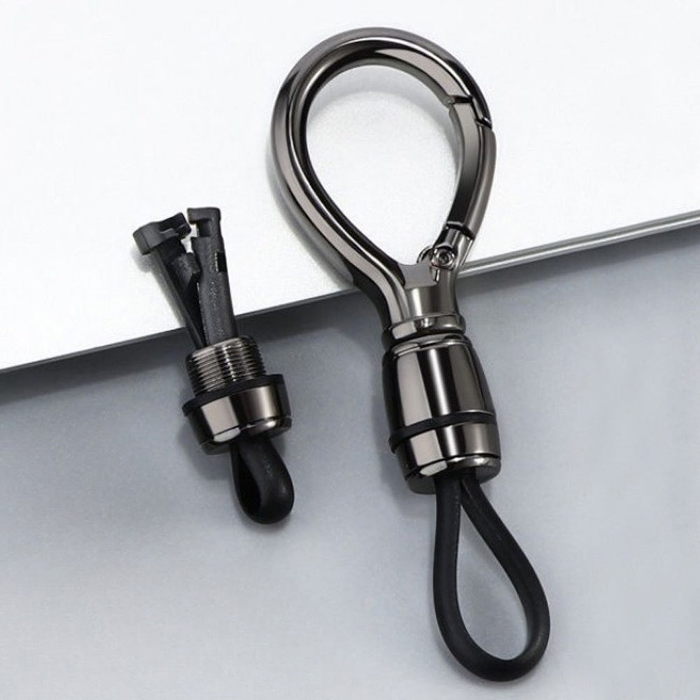 Car Hanging Rope Keychain Metal Key Holder Rotatable Key Ring Silicone Loop for Car Motorcycle Keys