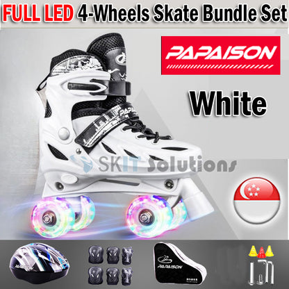 PAPAISON XZY-309 4-Wheels Quad Roller Skates Blade Scooter Double Row Skating Hard Boot Kids Adults