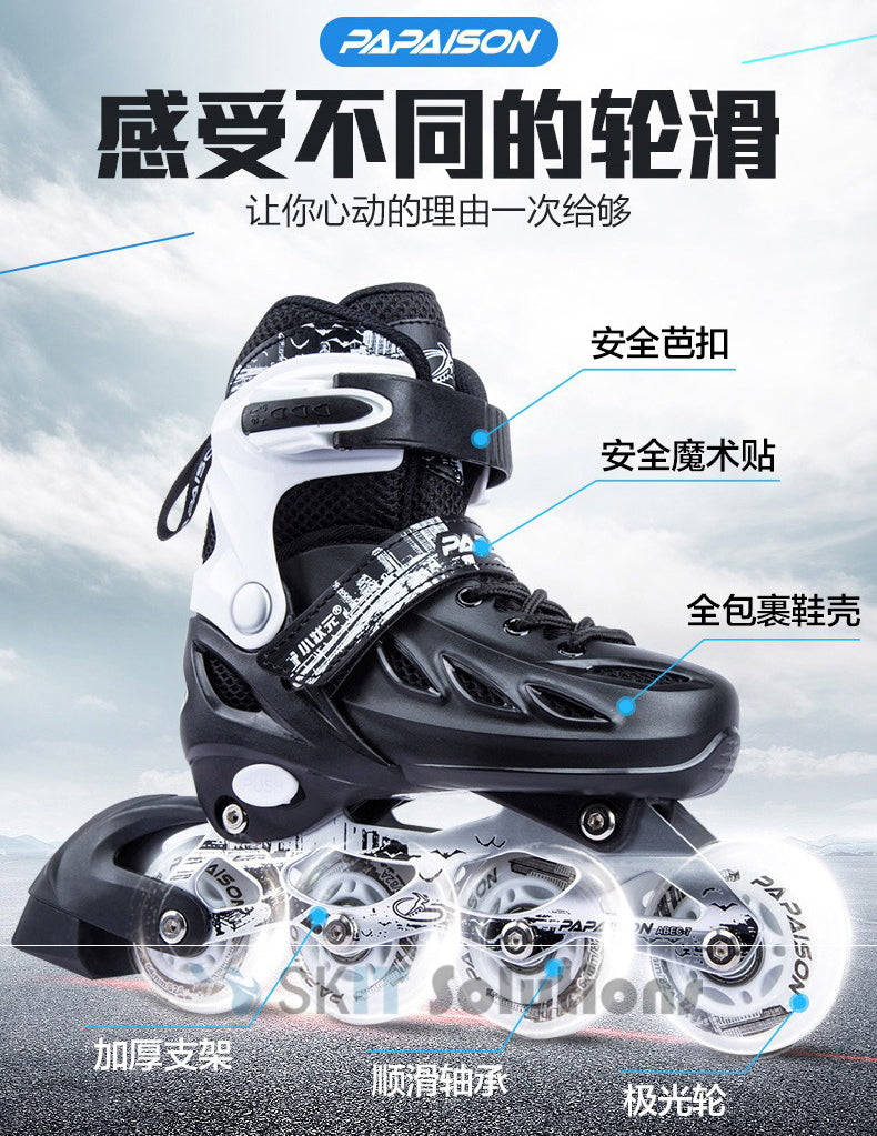 PAPAISON XZY-309 Premium Inline Roller Skates Blade Hard Boot Scooter Skating for Beginner Kids to Adults