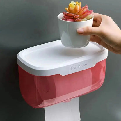 Wall Mounted Tissue Holder Punch Free Waterproof Toilet Roll Box Paper Storage Bathroom Accessories