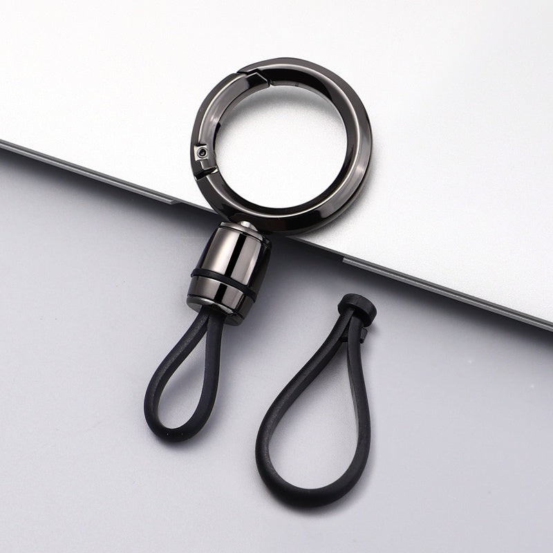 Car Hanging Rope Keychain Metal Key Holder Rotatable Key Ring Silicone Loop for Car Motorcycle Keys