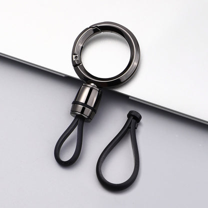 Car Hanging Rope Keychain Metal Key Holder Rotatable Key Ring Silicone Loop for Car Motorcycle Keys
