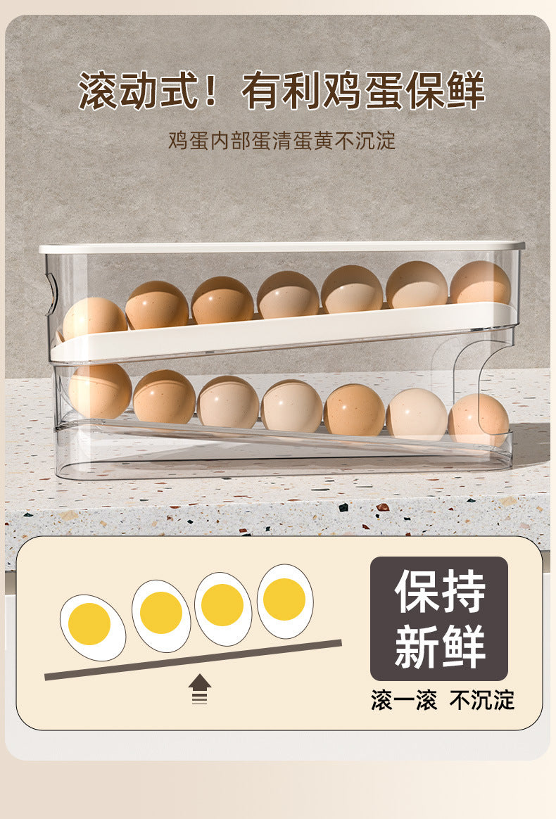 12 Grid Egg Slide Organizer Automatic Scrolling Rack Holder Storage Container Dispenser Basket Bin