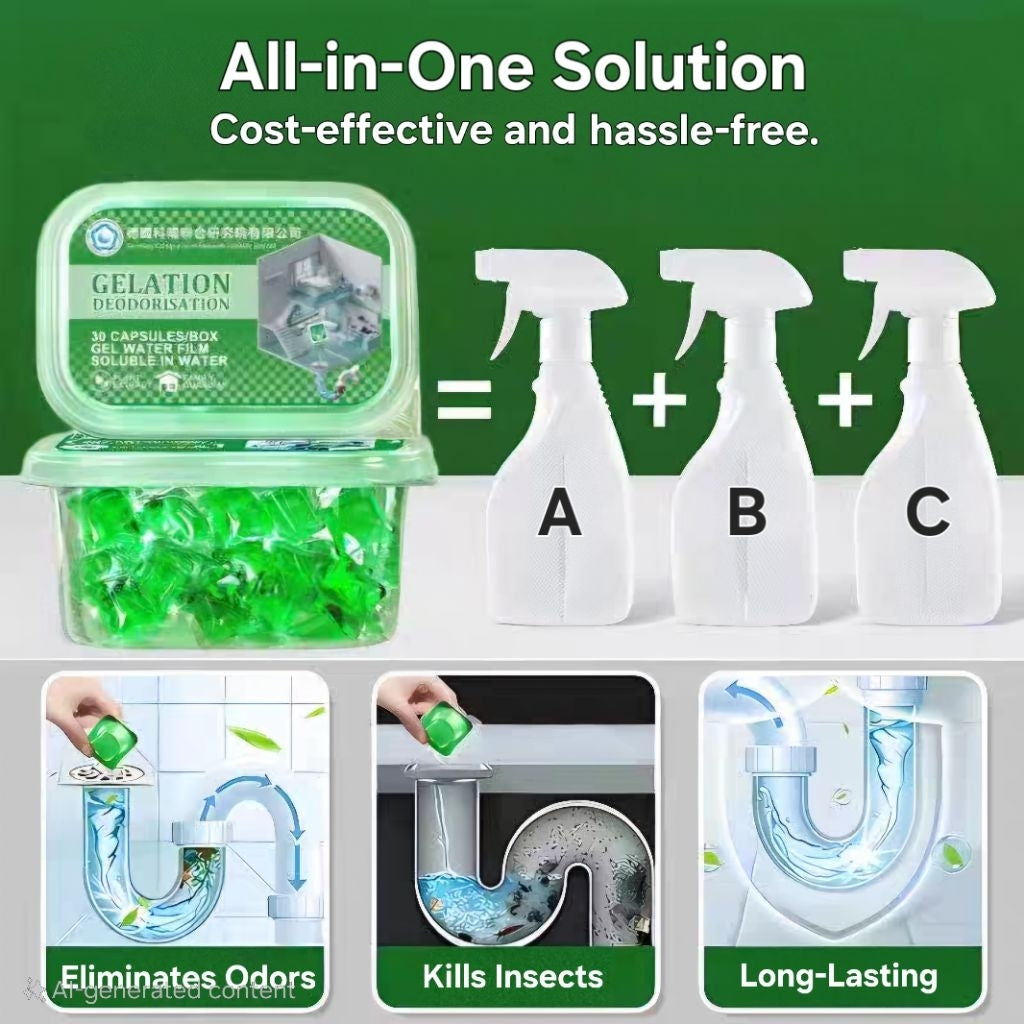 Drain Fly Killer Odor Eliminator Pods Bead Kitchen Bathroom Sink Sewe Drain Pipe Cleaner Dissolvable