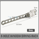 8-Holes Drying Rack Clip on Window Frame Balcony Door Cabinet Clothes Laundry Hanger Hanging Rod Stand Shelf