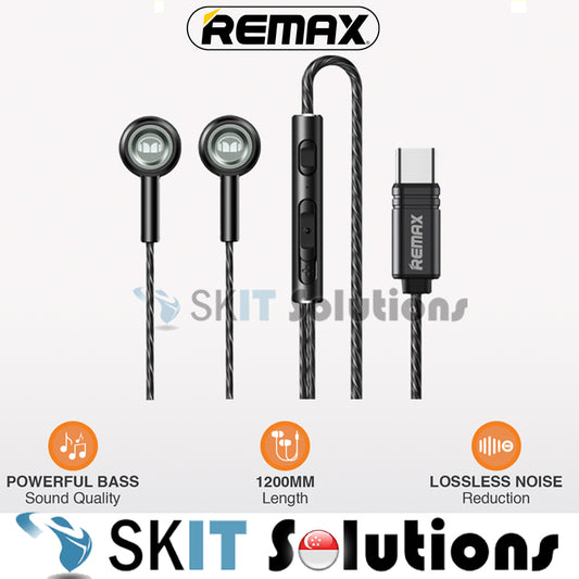 【SKIT SG】Remax RM-598a MONSTER Series Powerful Bass Type-C Metal Wired Earphone for Music & Call