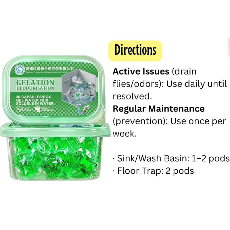 Drain Fly Killer Odor Eliminator Pods Bead Kitchen Bathroom Sink Sewe Drain Pipe Cleaner Dissolvable