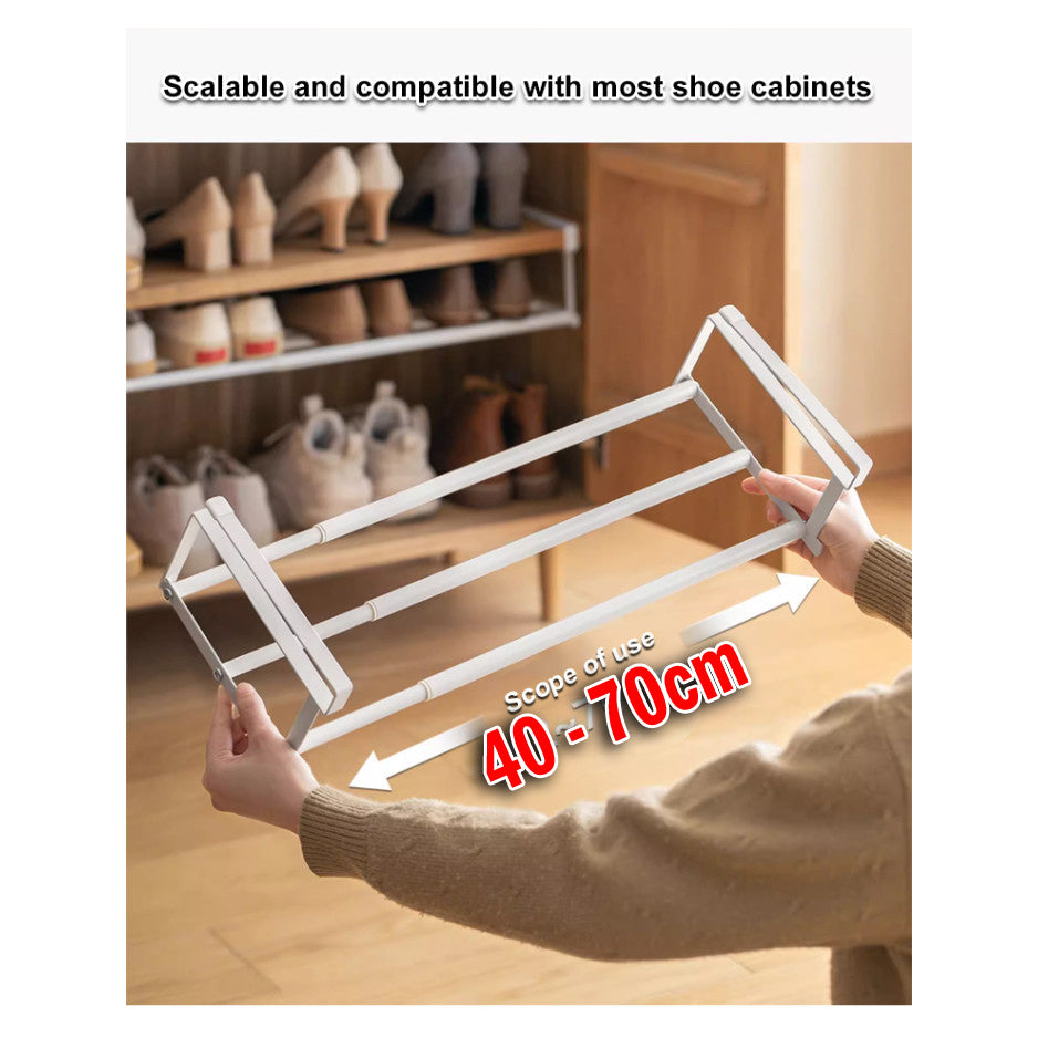 Retractable Shoe Rack Adjustable Storage Organizer Layered Partition Space-Saving Cabinet Wardrobe