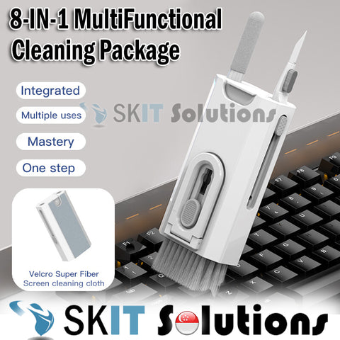 8-in-1 Multifunctional Cleaning Brush Q8 Computer Keyboard Monitor Screen Cleaner Kit Package Mobile Phone Holder Stand