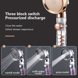 High Pressure Turbocharged SPA Shower Head w/ 3 Gear Modes & Filter, Spiral Turbo Charged Showerhead