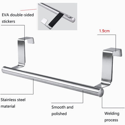 Stainless Steel Hanging Towel Rack Over Cabinet Door Rail Holder Kitchen Bathroom Organizer 2 Sizes