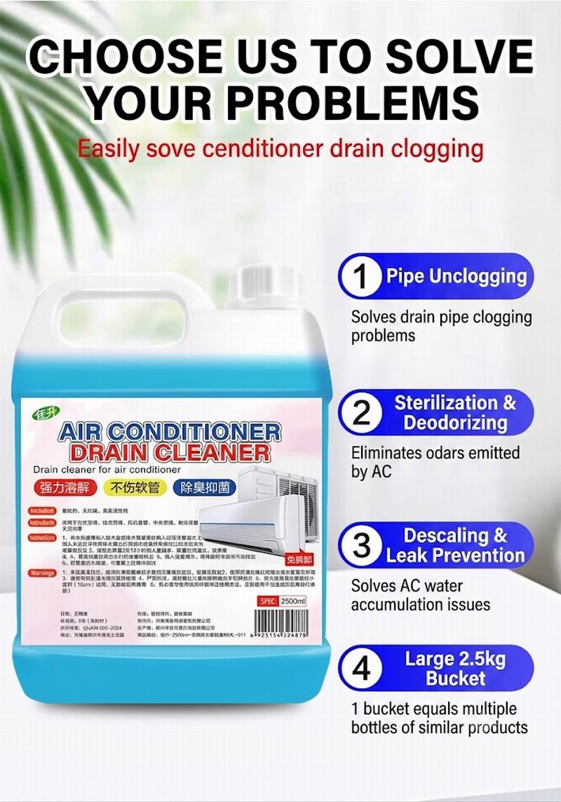 500/1500/2500ml Aircon Drain Pipe Cleaner AC Choke Remover Slime Algae Jelly Gel Dissolver PVC Hose